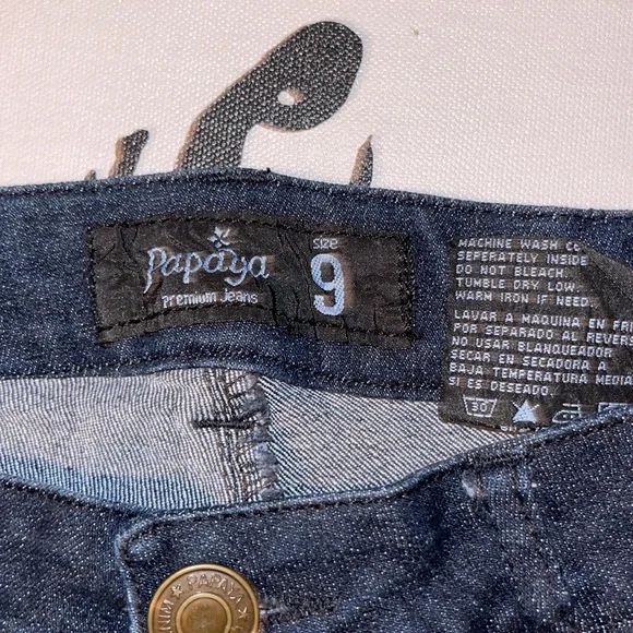 Papaya | Dark Blue Skinny Stretch Jeans w/ Stitching detail on back pockets - Picture 2 of 5